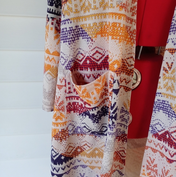 Lularoe Sarah Duster Geometric Cardigan Sz L - Picture 5 of 7